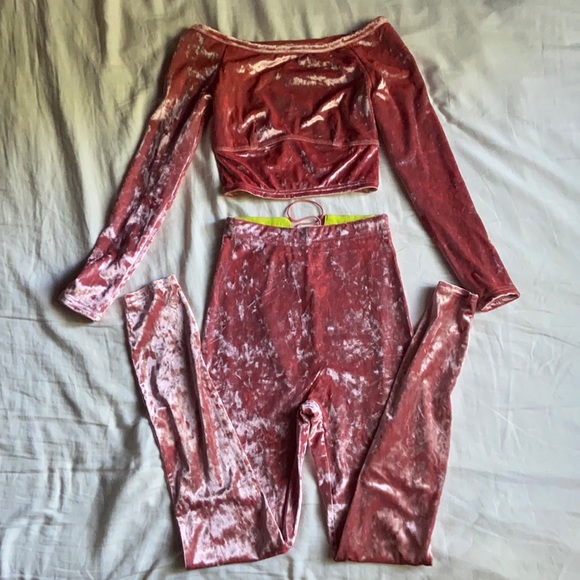 YITTY Other - YITTY pink crushed velour velvet two piece lounge wear set size xsmall and small